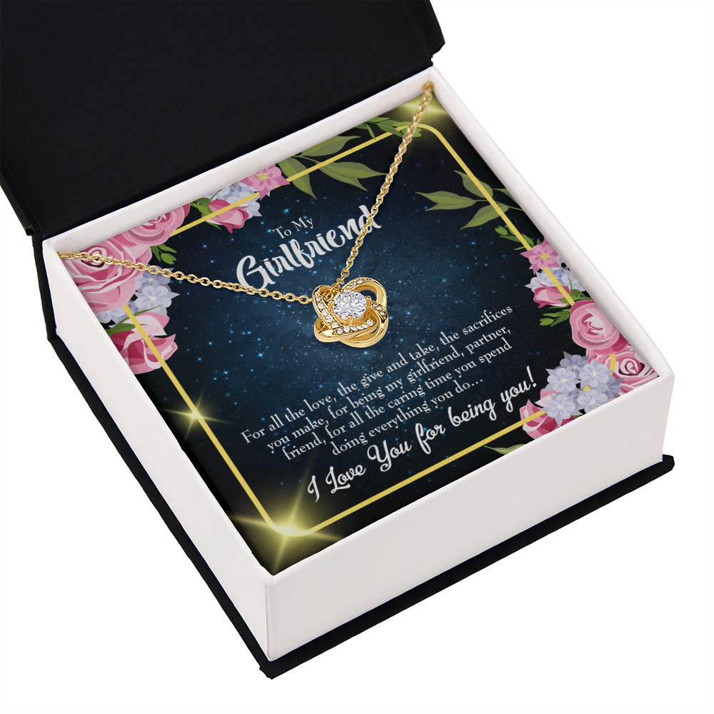 To My Girlfriend Being You Infinity Knot Necklace Message Card-Express Your Love Gifts