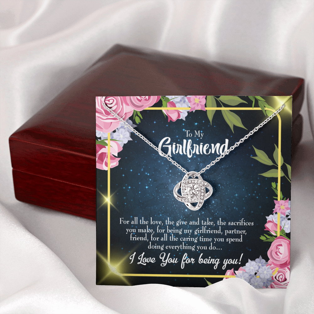 To My Girlfriend Being You Infinity Knot Necklace Message Card-Express Your Love Gifts