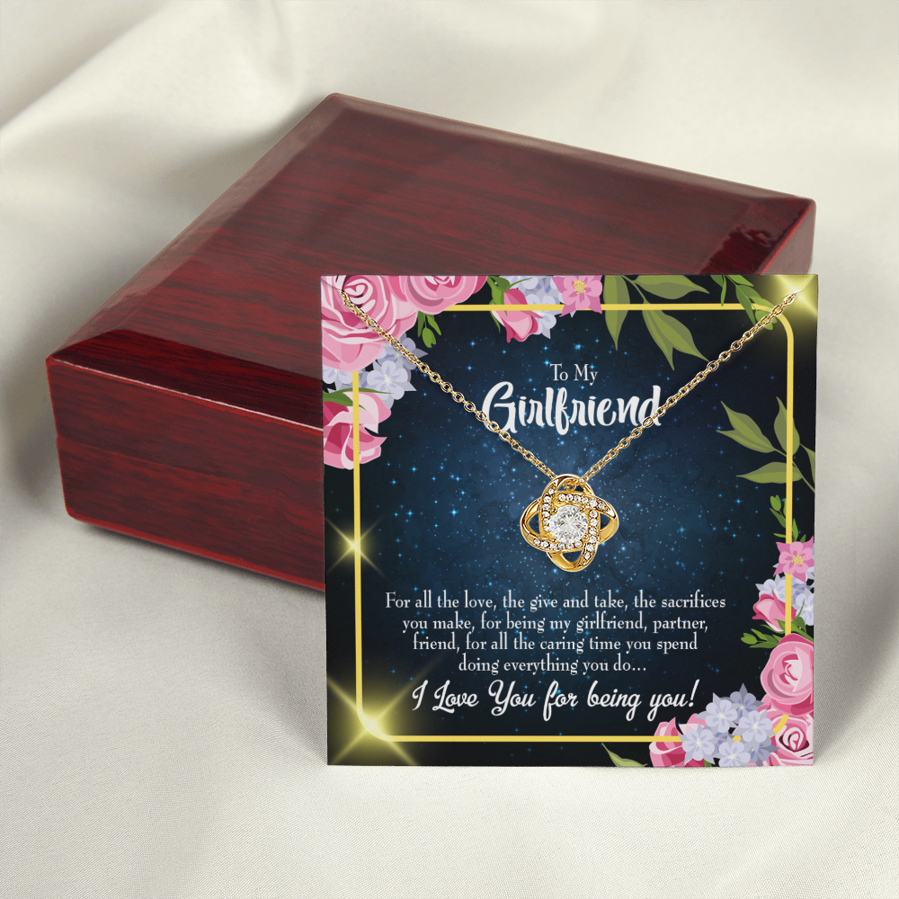 To My Girlfriend Being You Infinity Knot Necklace Message Card-Express Your Love Gifts