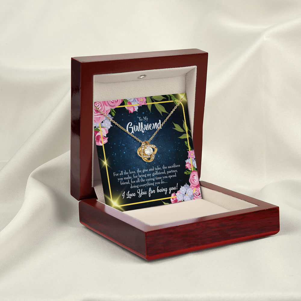 To My Girlfriend Being You Infinity Knot Necklace Message Card-Express Your Love Gifts