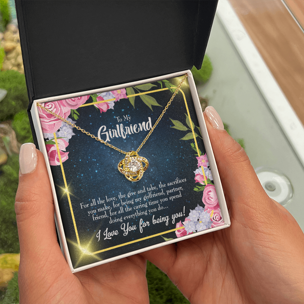 To My Girlfriend Being You Infinity Knot Necklace Message Card-Express Your Love Gifts