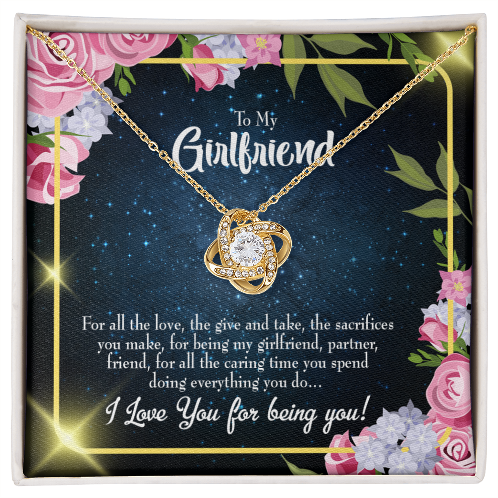 To My Girlfriend Being You Infinity Knot Necklace Message Card-Express Your Love Gifts