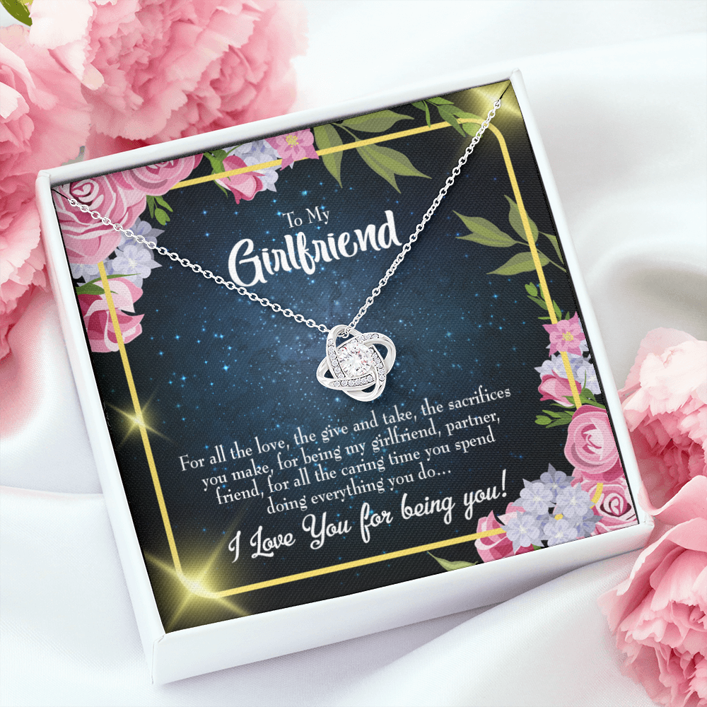 To My Girlfriend Being You Infinity Knot Necklace Message Card-Express Your Love Gifts
