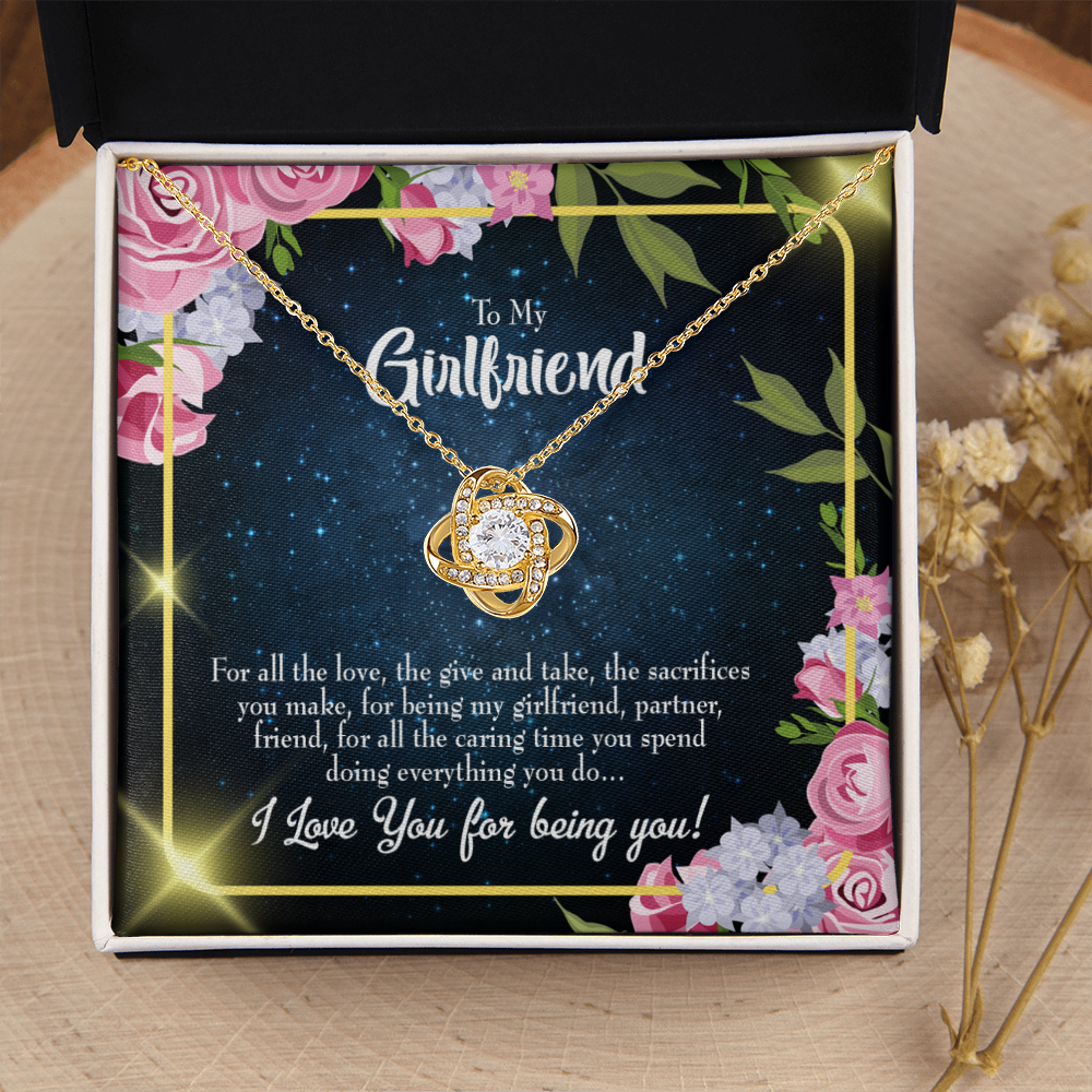 To My Girlfriend Being You Infinity Knot Necklace Message Card-Express Your Love Gifts