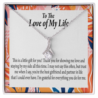 To My Girlfriend Best Girl Alluring Ribbon Necklace Message Card-Express Your Love Gifts