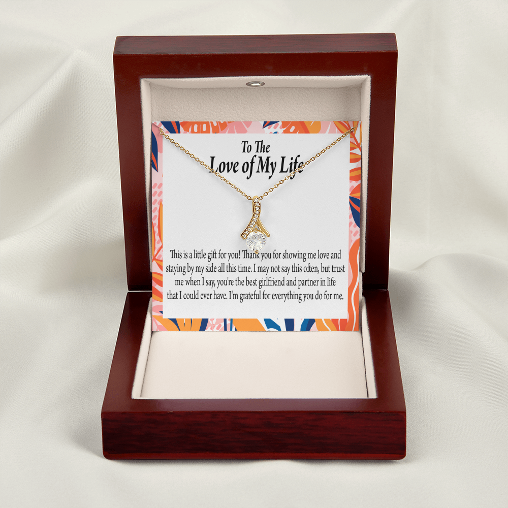To My Girlfriend Best Girl Alluring Ribbon Necklace Message Card-Express Your Love Gifts