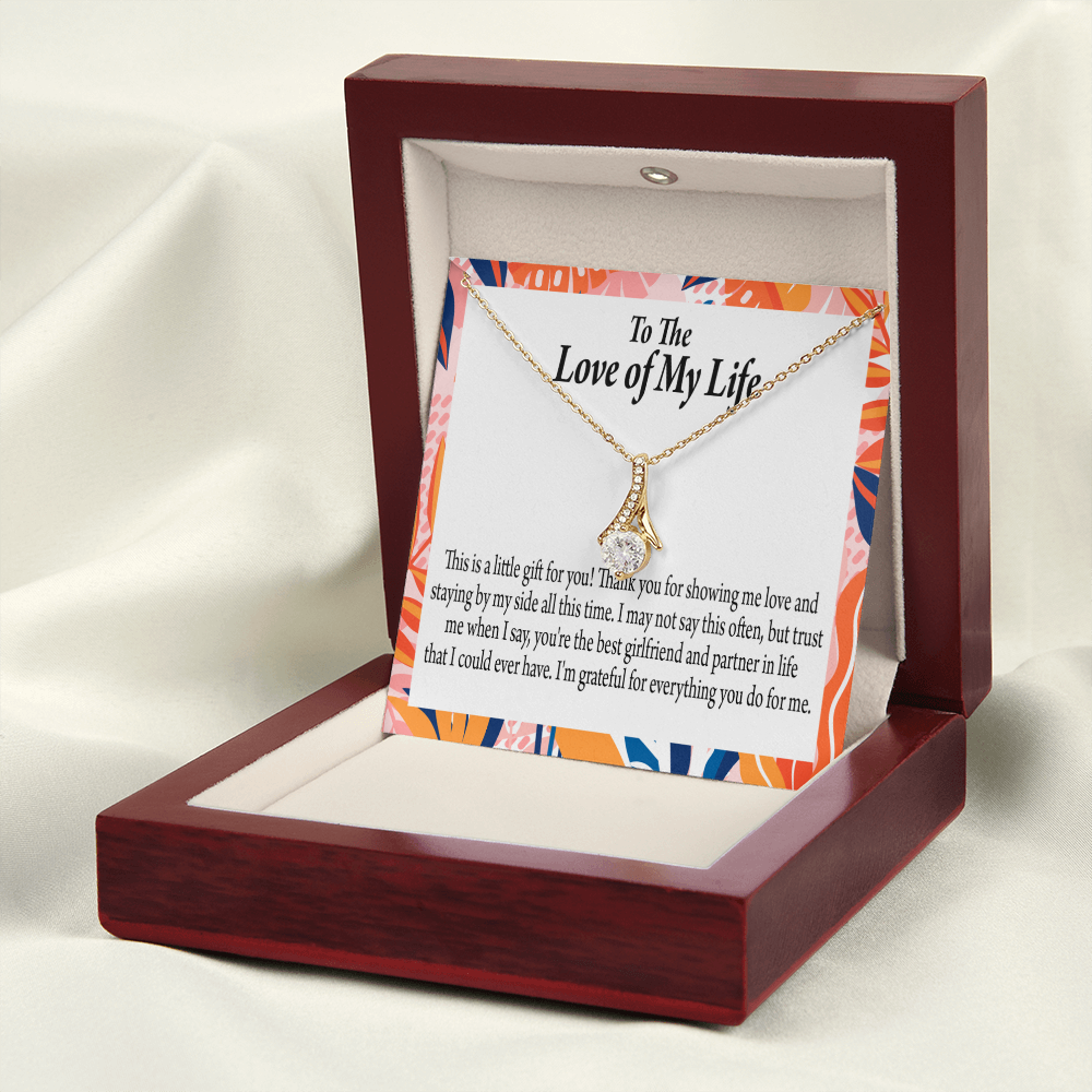 To My Girlfriend Best Girl Alluring Ribbon Necklace Message Card-Express Your Love Gifts