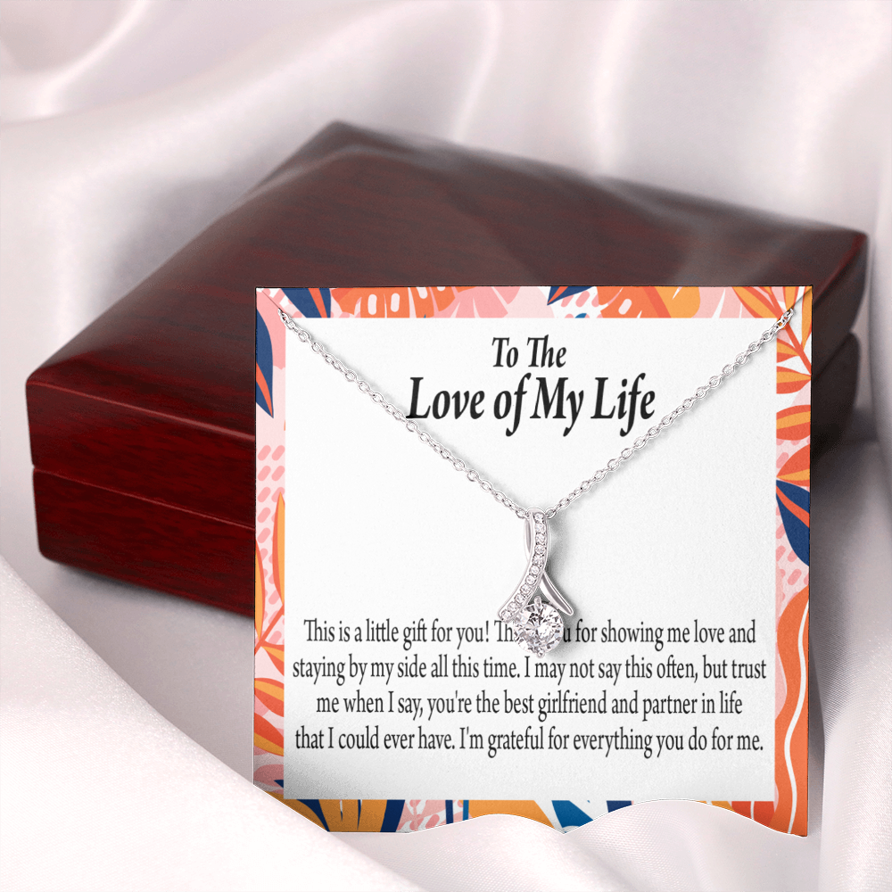 To My Girlfriend Best Girl Alluring Ribbon Necklace Message Card-Express Your Love Gifts