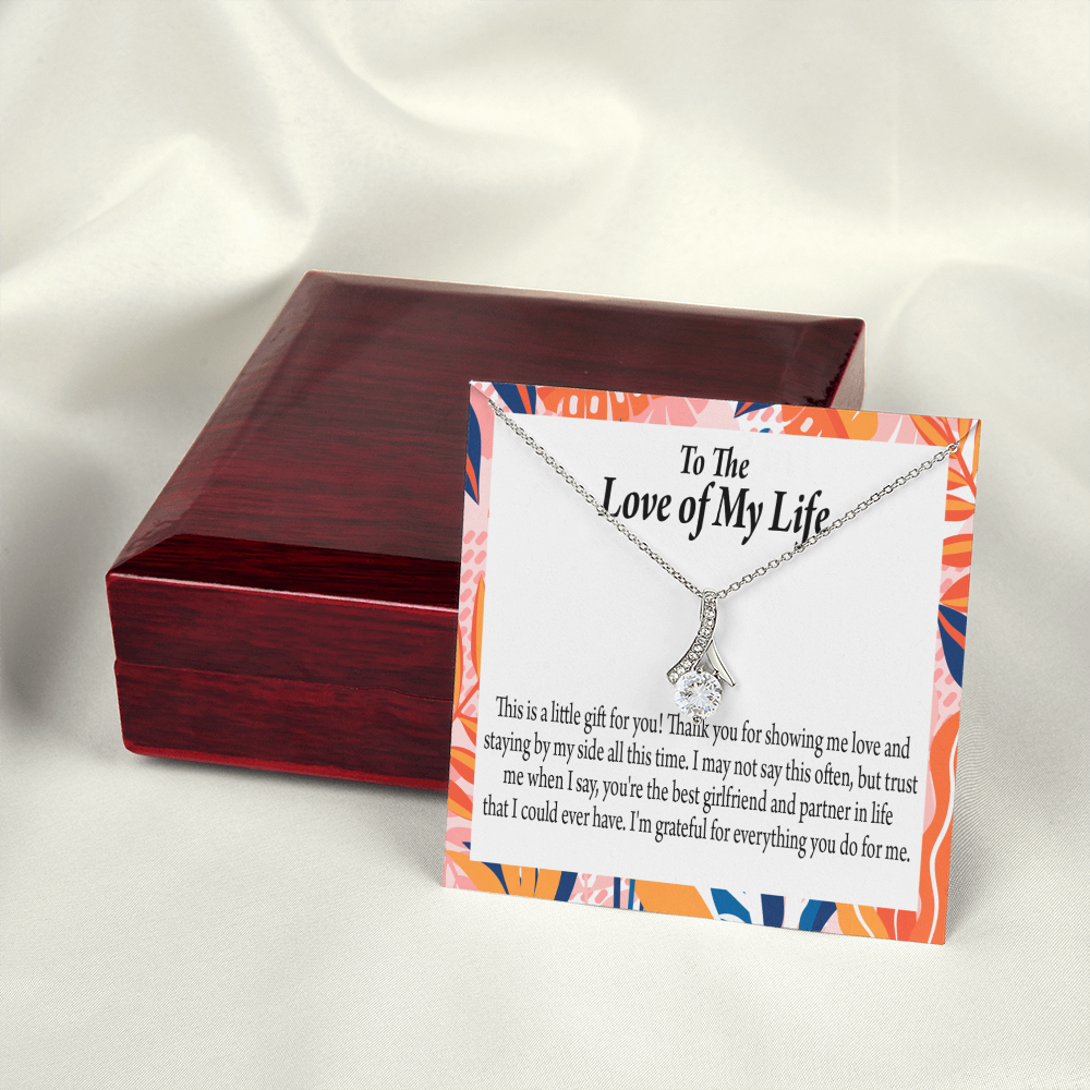 To My Girlfriend Best Girl Alluring Ribbon Necklace Message Card-Express Your Love Gifts