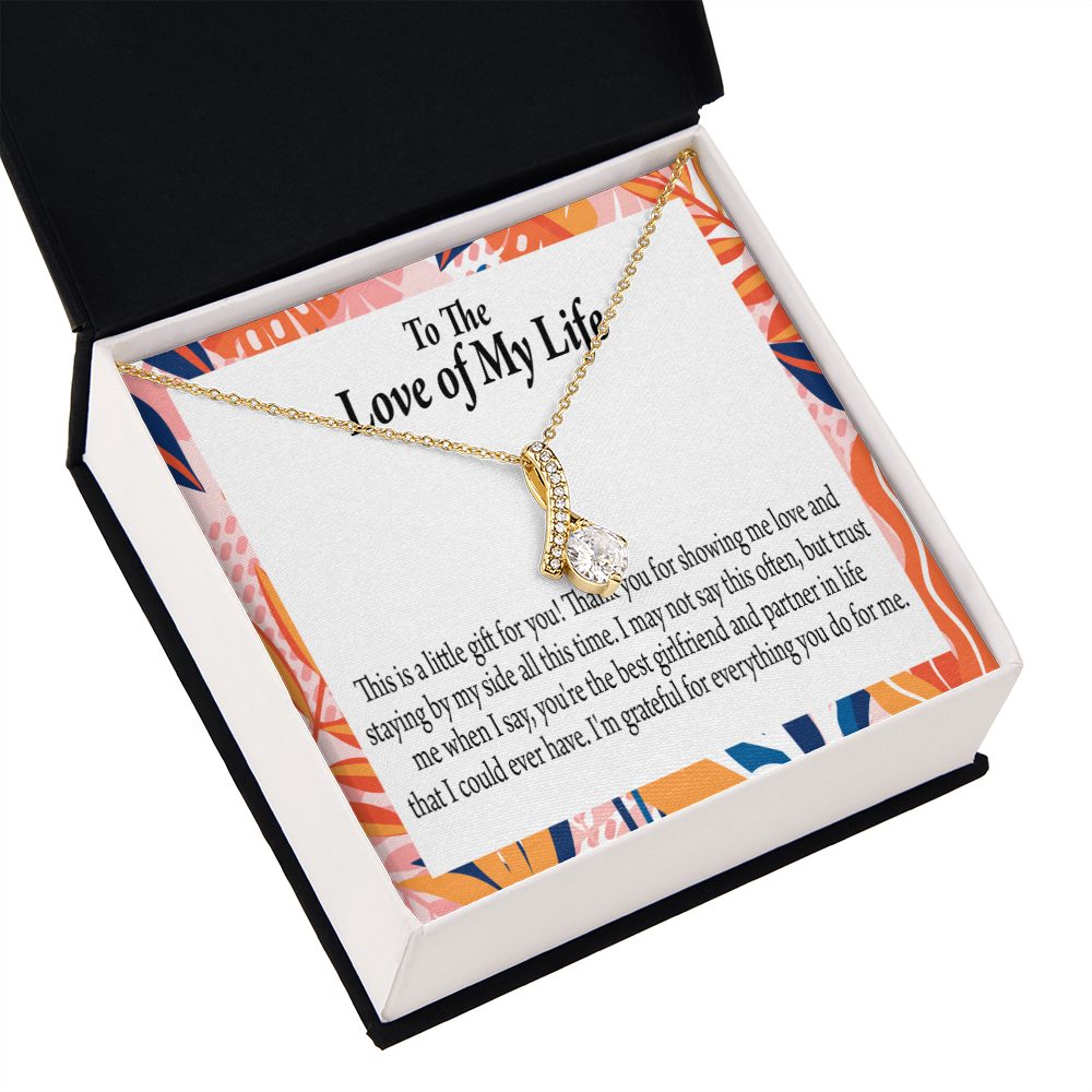To My Girlfriend Best Girl Alluring Ribbon Necklace Message Card-Express Your Love Gifts
