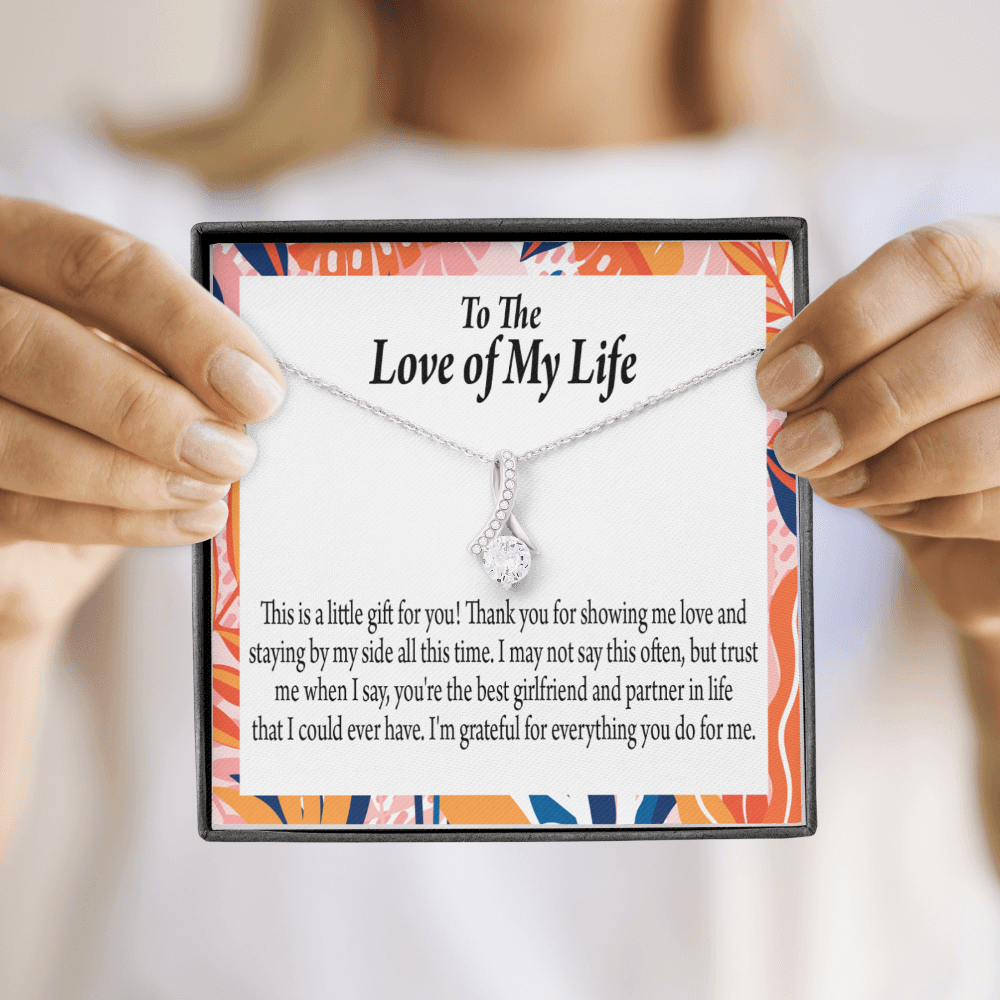 To My Girlfriend Best Girl Alluring Ribbon Necklace Message Card-Express Your Love Gifts