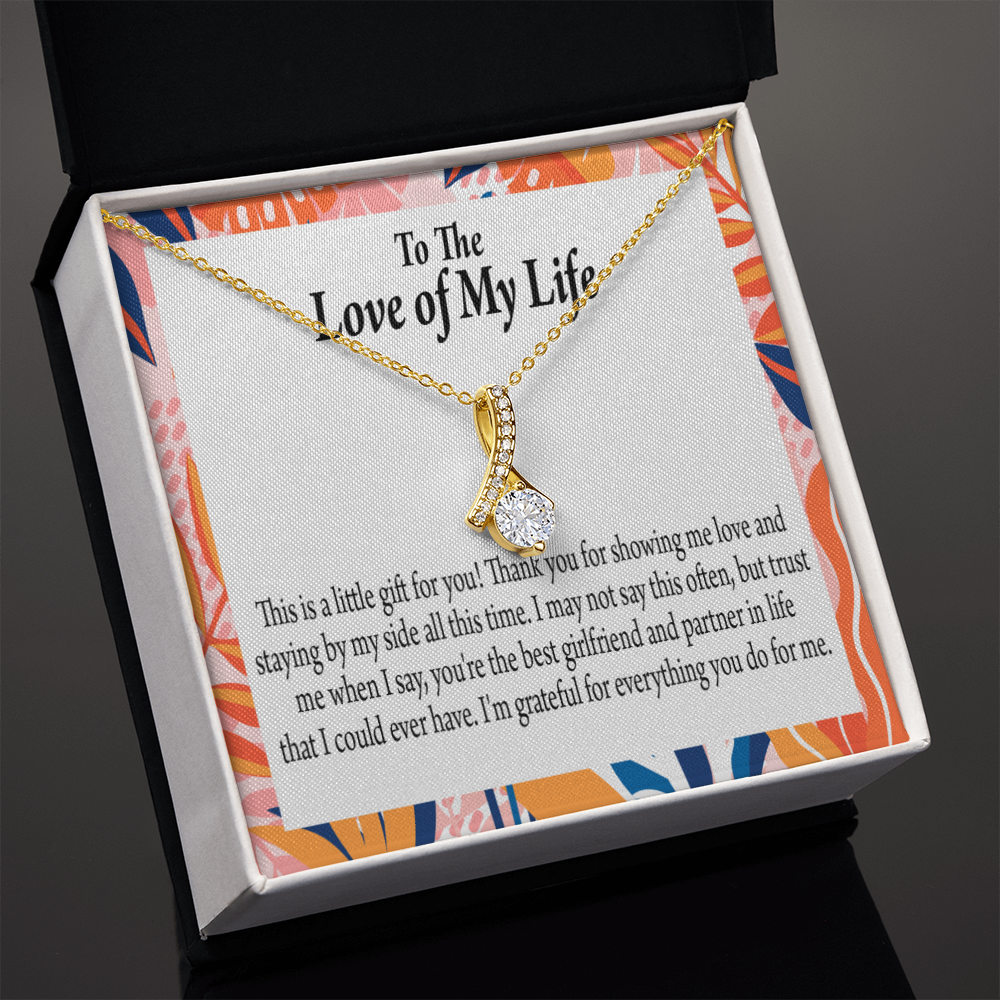 To My Girlfriend Best Girl Alluring Ribbon Necklace Message Card-Express Your Love Gifts