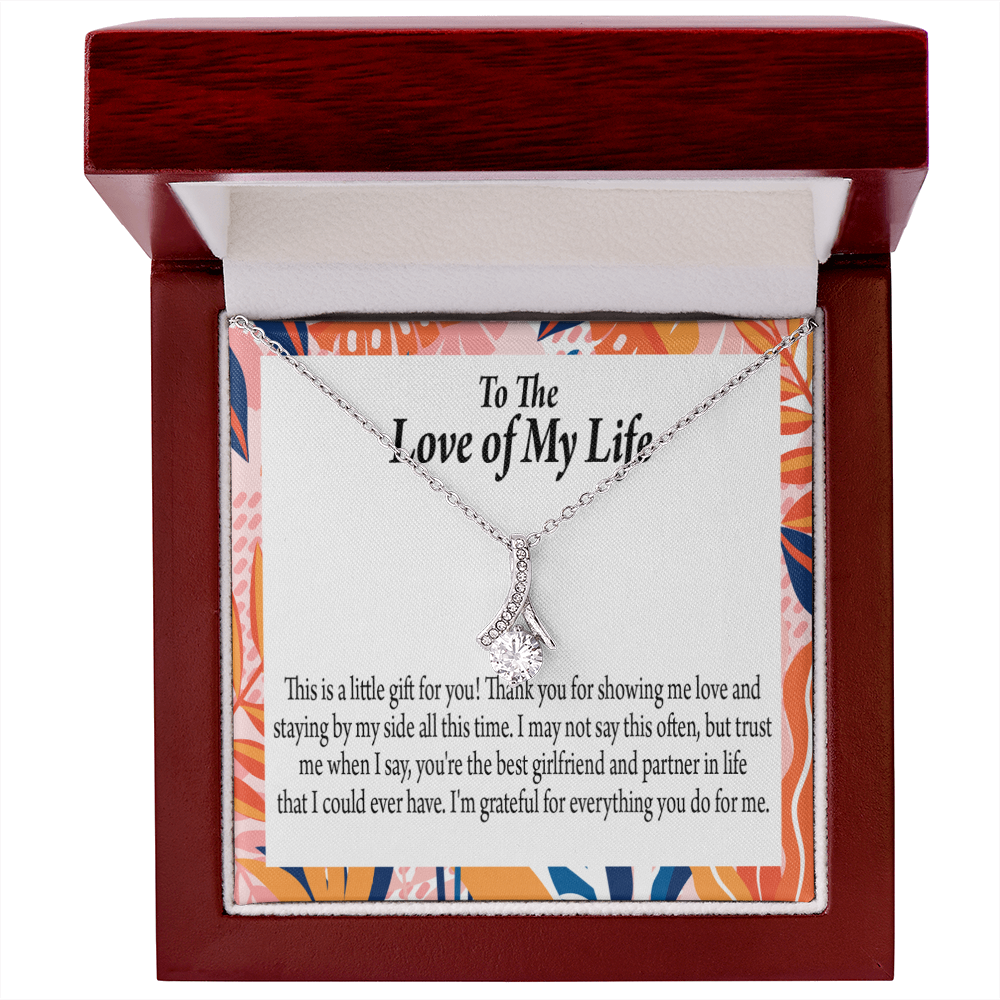 To My Girlfriend Best Girl Alluring Ribbon Necklace Message Card-Express Your Love Gifts