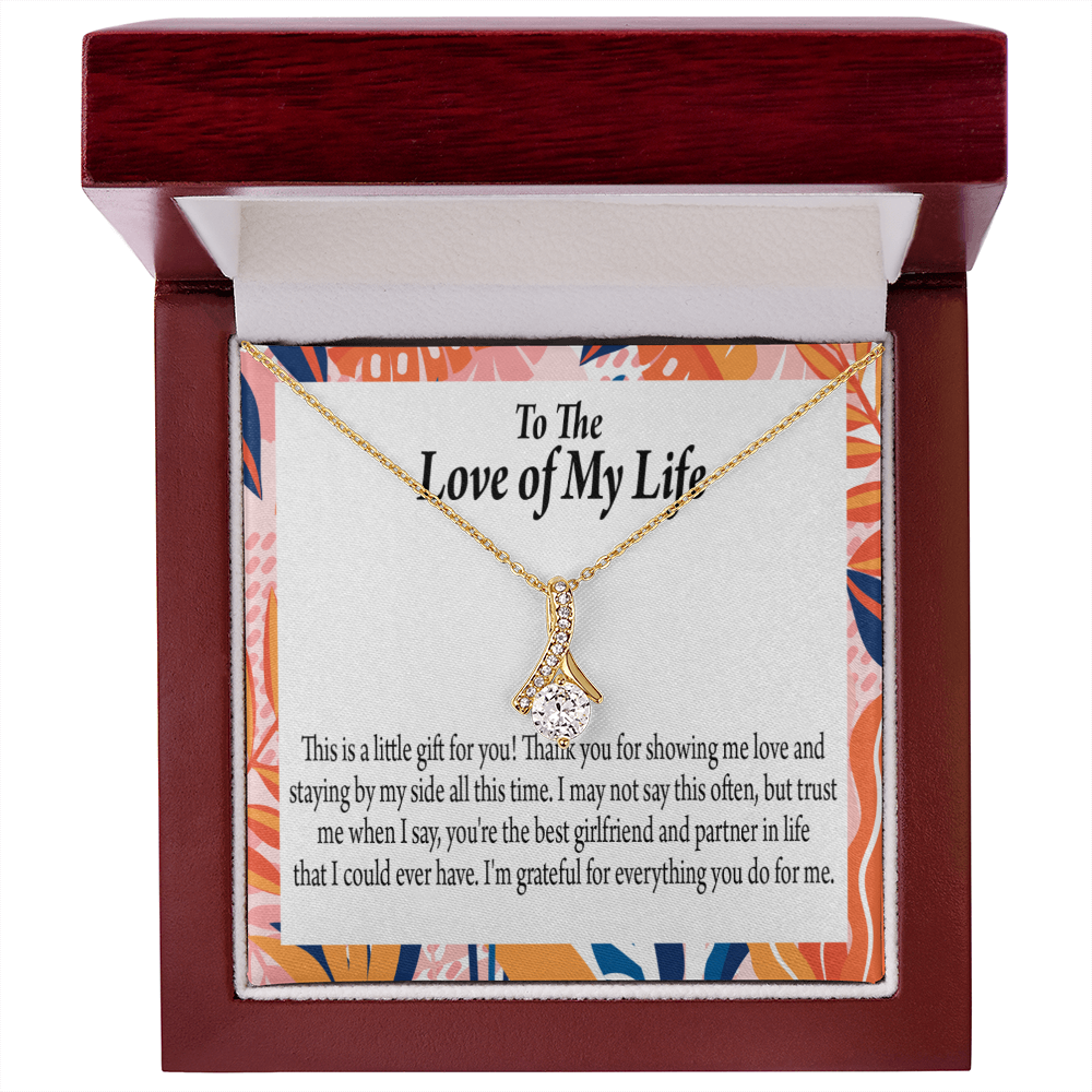 To My Girlfriend Best Girl Alluring Ribbon Necklace Message Card-Express Your Love Gifts