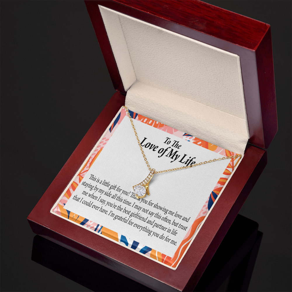 To My Girlfriend Best Girl Alluring Ribbon Necklace Message Card-Express Your Love Gifts