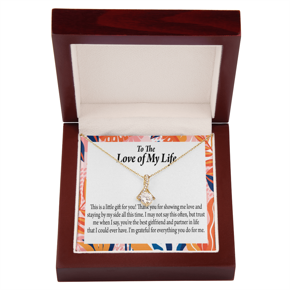 To My Girlfriend Best Girl Alluring Ribbon Necklace Message Card-Express Your Love Gifts