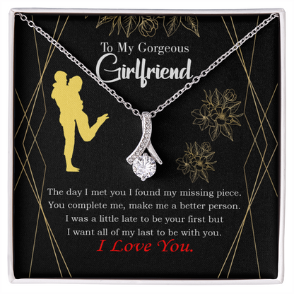 To My Girlfriend Better Person Alluring Ribbon Necklace Message Card-Express Your Love Gifts