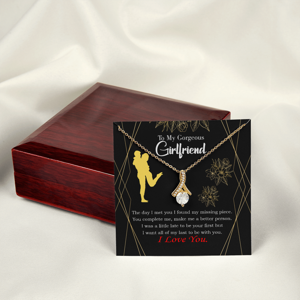 To My Girlfriend Better Person Alluring Ribbon Necklace Message Card-Express Your Love Gifts
