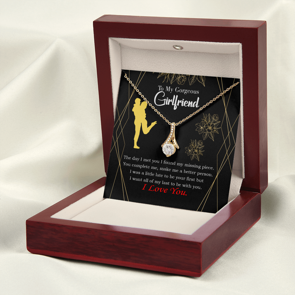 To My Girlfriend Better Person Alluring Ribbon Necklace Message Card-Express Your Love Gifts