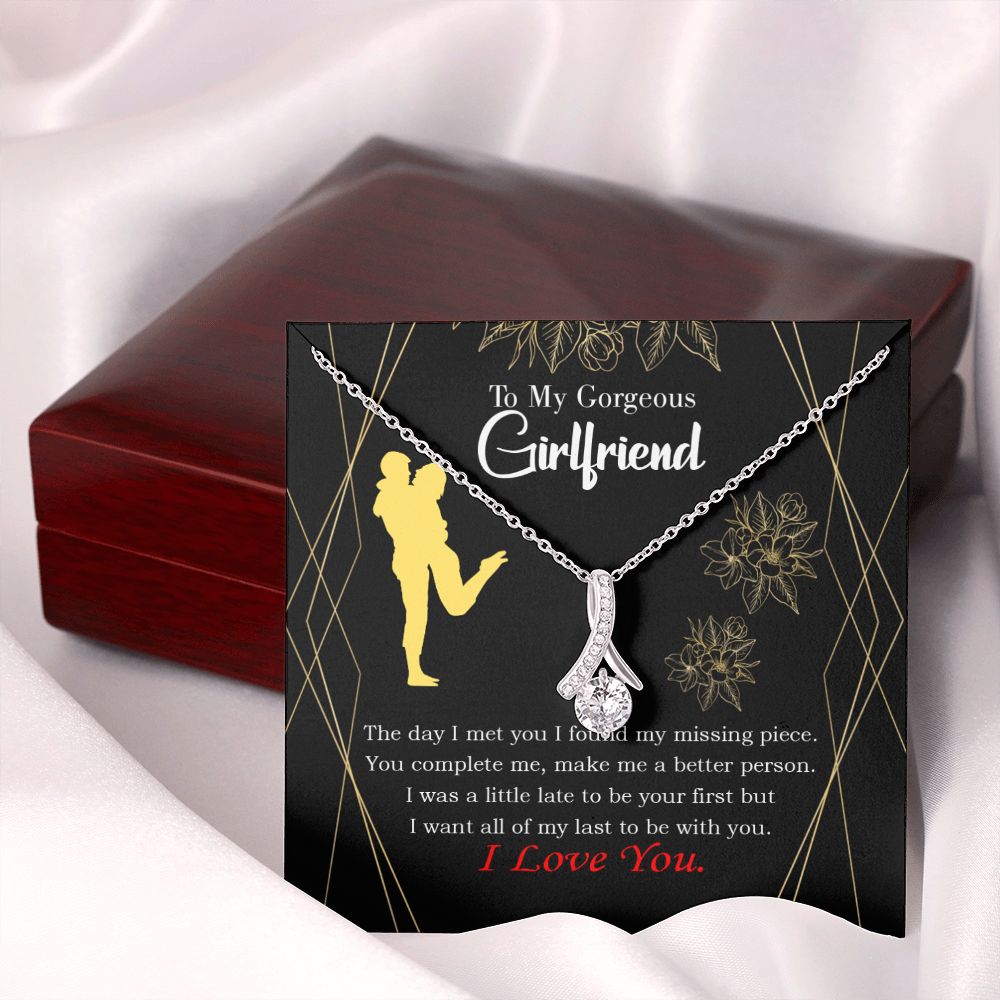 To My Girlfriend Better Person Alluring Ribbon Necklace Message Card-Express Your Love Gifts