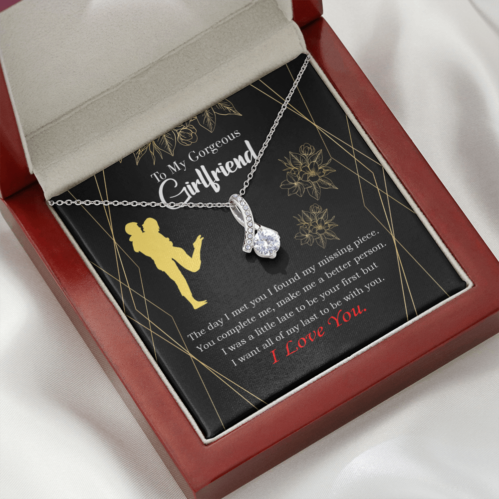 To My Girlfriend Better Person Alluring Ribbon Necklace Message Card-Express Your Love Gifts