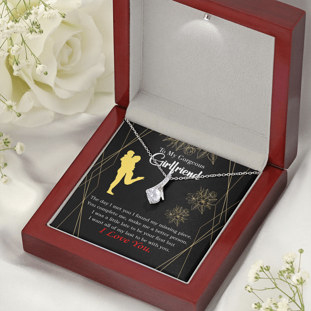 To My Girlfriend Better Person Alluring Ribbon Necklace Message Card-Express Your Love Gifts