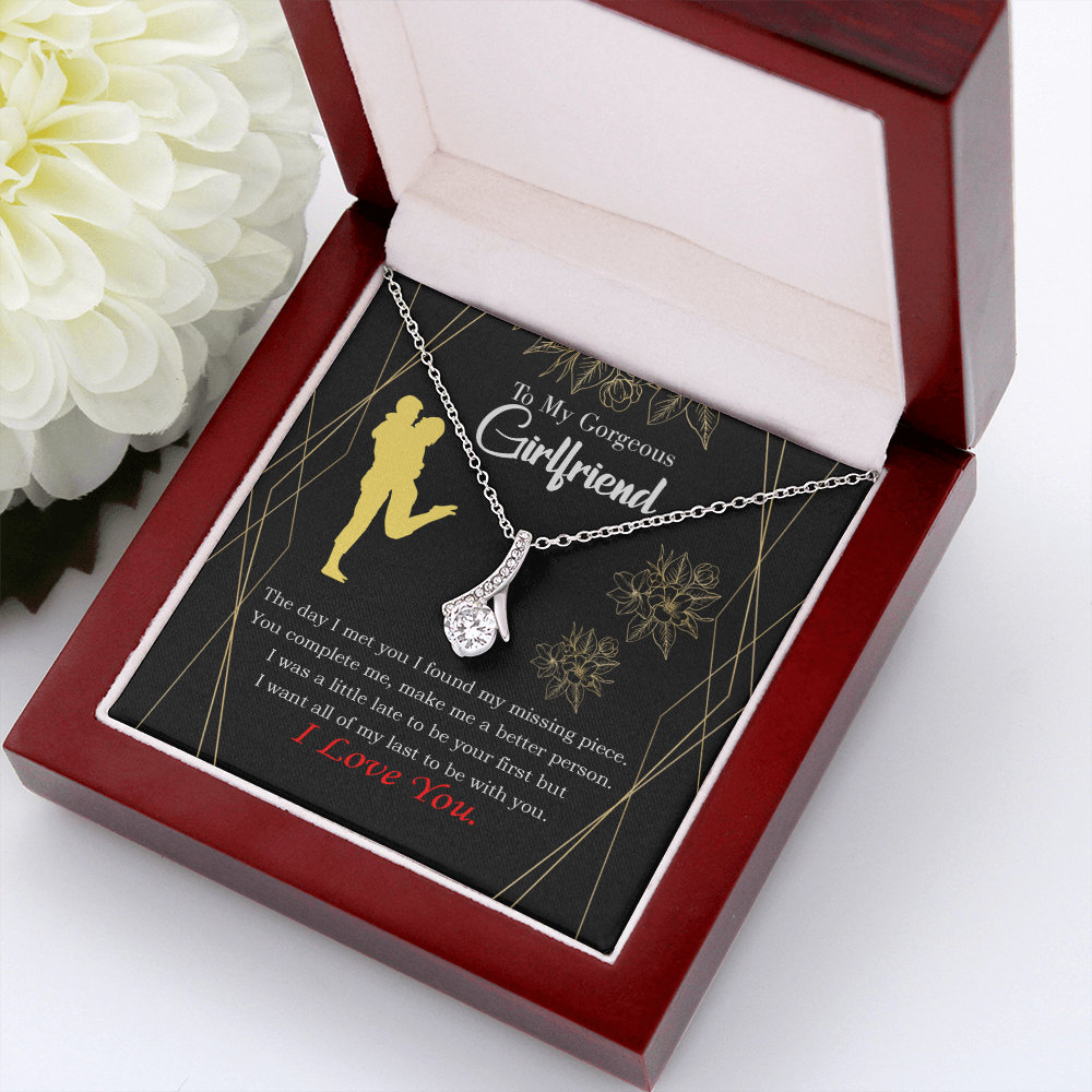 To My Girlfriend Better Person Alluring Ribbon Necklace Message Card-Express Your Love Gifts