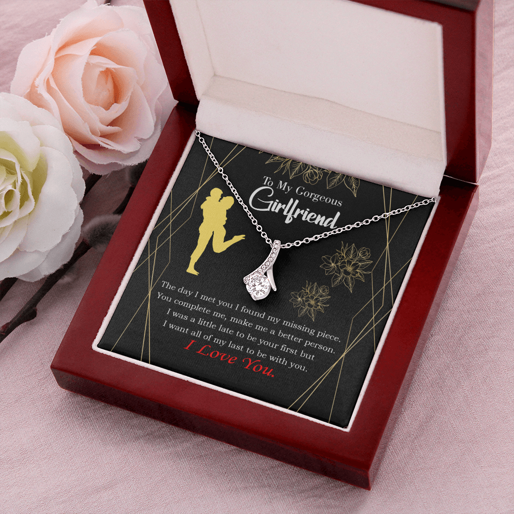 To My Girlfriend Better Person Alluring Ribbon Necklace Message Card-Express Your Love Gifts