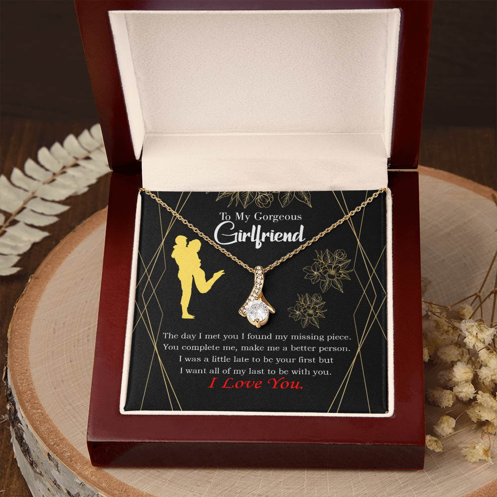 To My Girlfriend Better Person Alluring Ribbon Necklace Message Card-Express Your Love Gifts