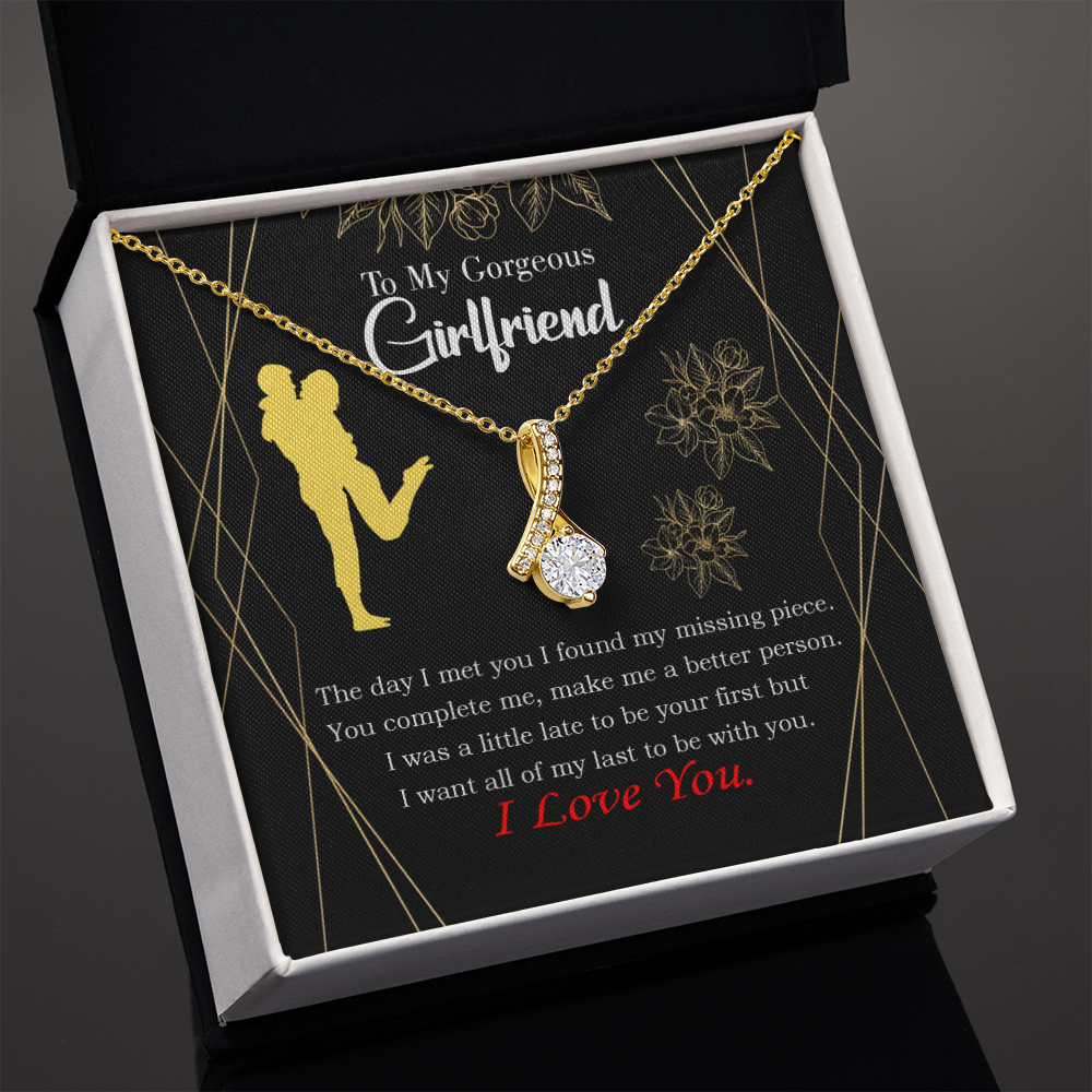To My Girlfriend Better Person Alluring Ribbon Necklace Message Card-Express Your Love Gifts