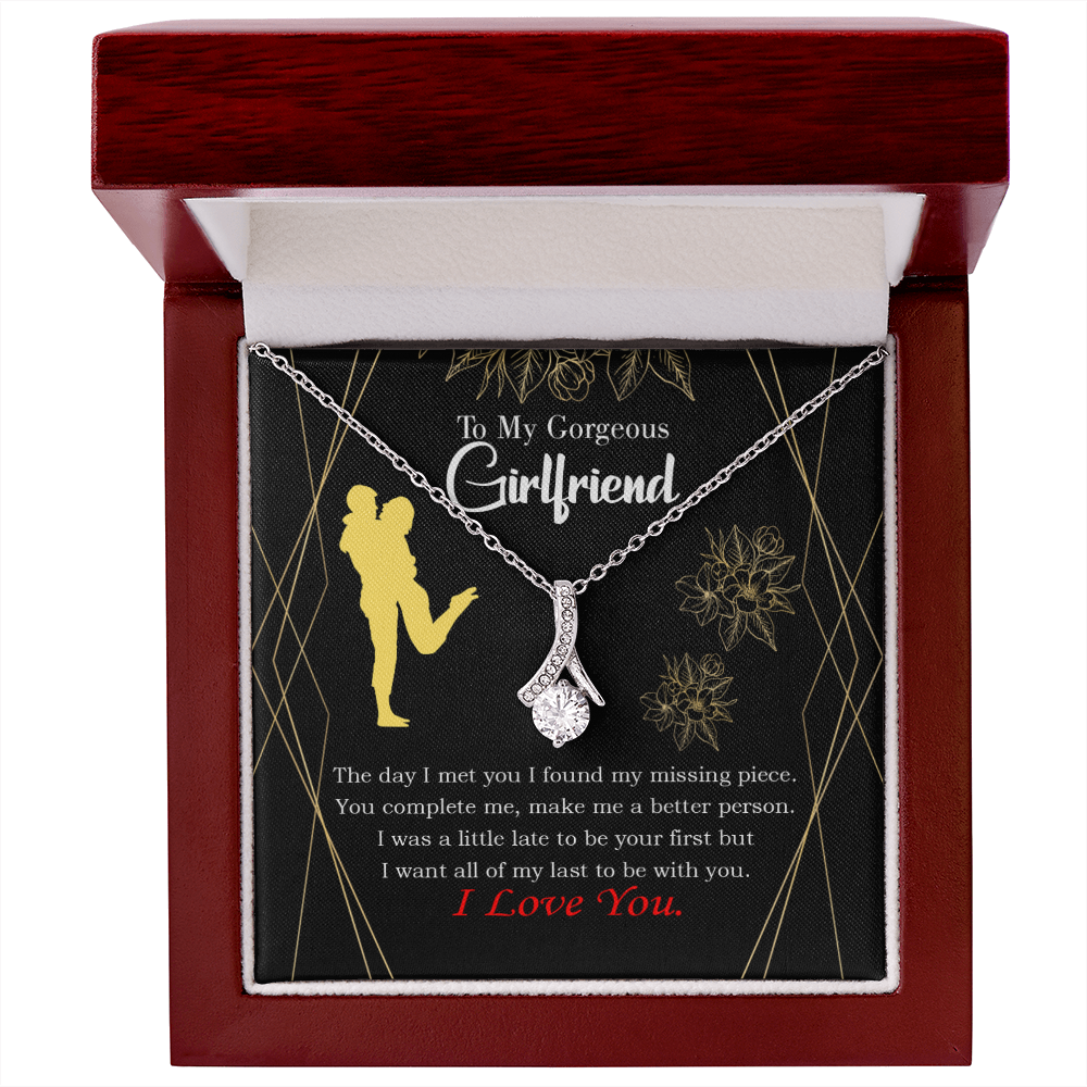 To My Girlfriend Better Person Alluring Ribbon Necklace Message Card-Express Your Love Gifts
