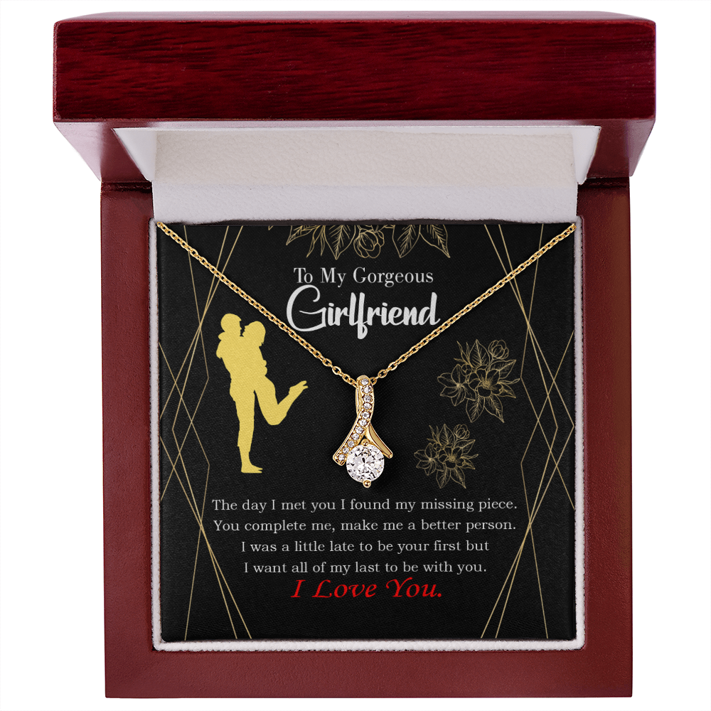 To My Girlfriend Better Person Alluring Ribbon Necklace Message Card-Express Your Love Gifts