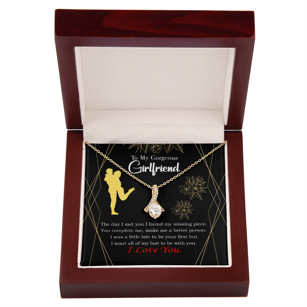 To My Girlfriend Better Person Alluring Ribbon Necklace Message Card-Express Your Love Gifts