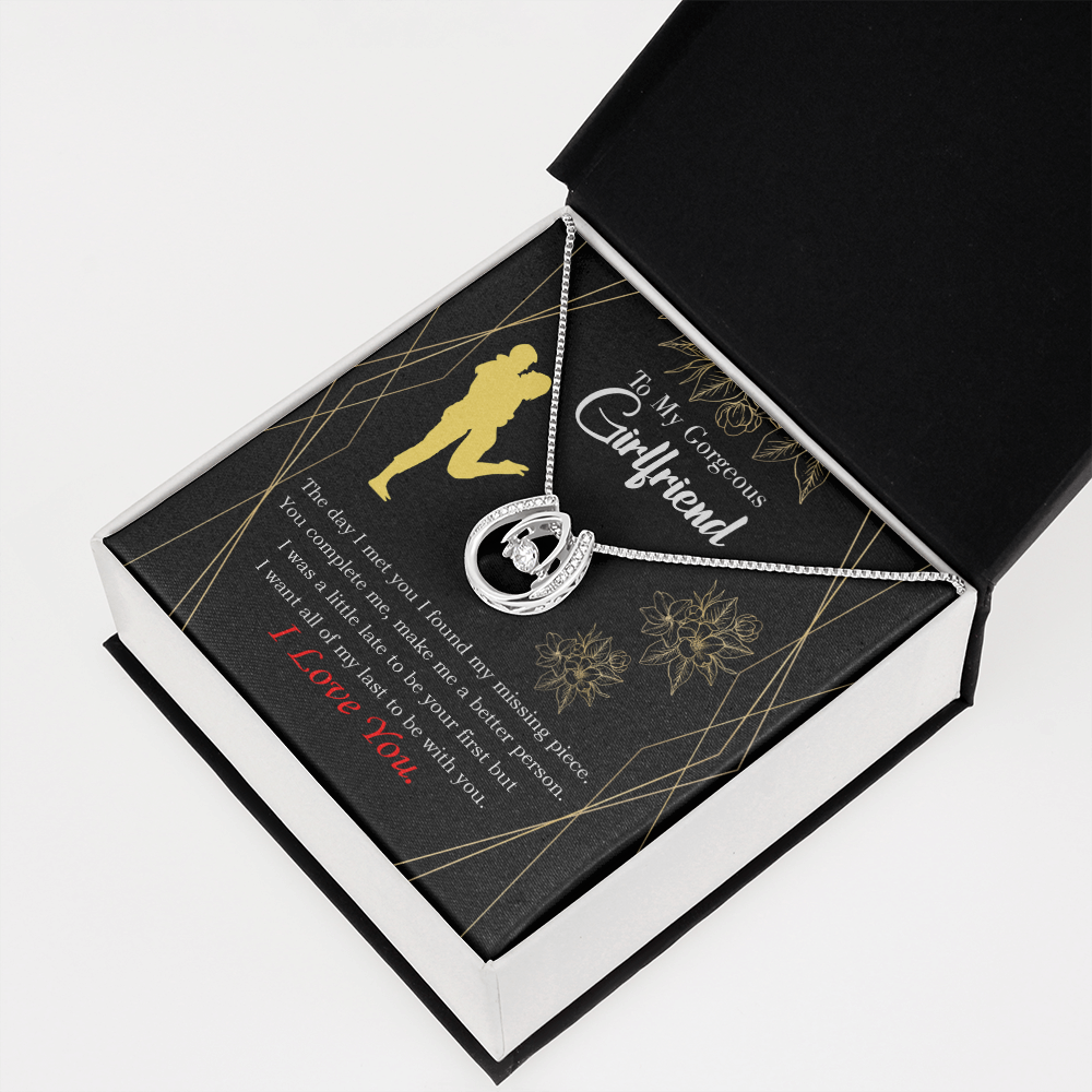 To My Girlfriend Better Person Lucky Horseshoe Necklace Message Card 14k w CZ Crystals-Express Your Love Gifts