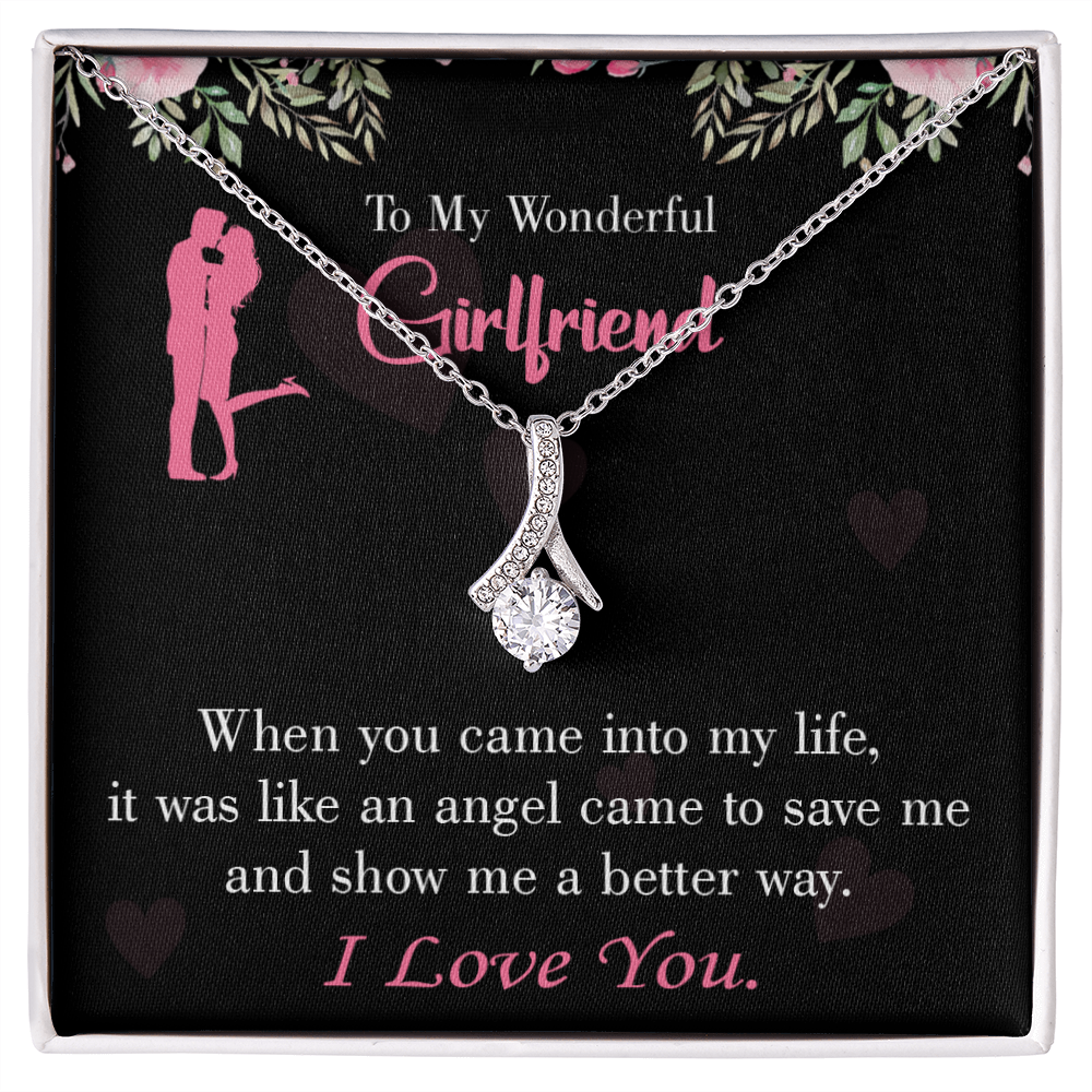 To My Girlfriend Better Way Alluring Ribbon Necklace Message Card-Express Your Love Gifts