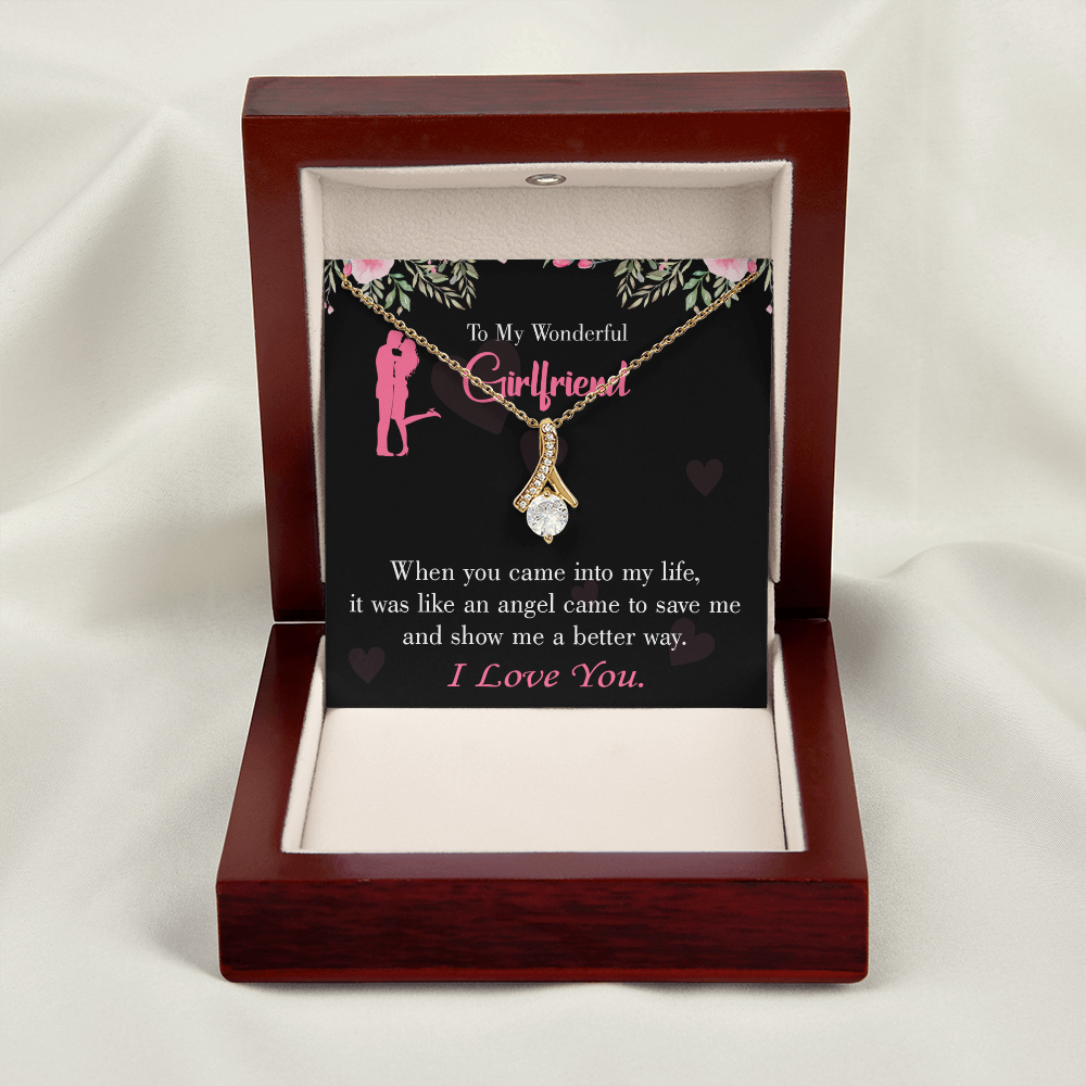 To My Girlfriend Better Way Alluring Ribbon Necklace Message Card-Express Your Love Gifts
