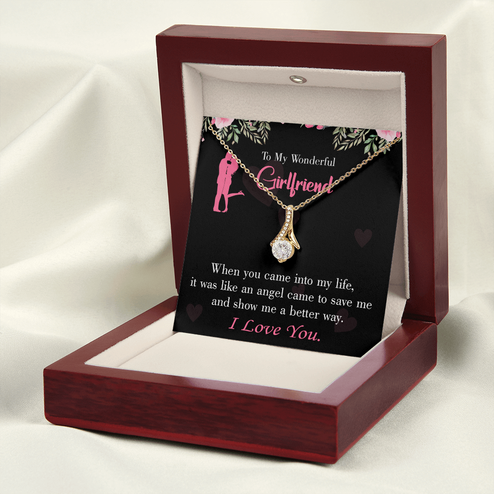 To My Girlfriend Better Way Alluring Ribbon Necklace Message Card-Express Your Love Gifts