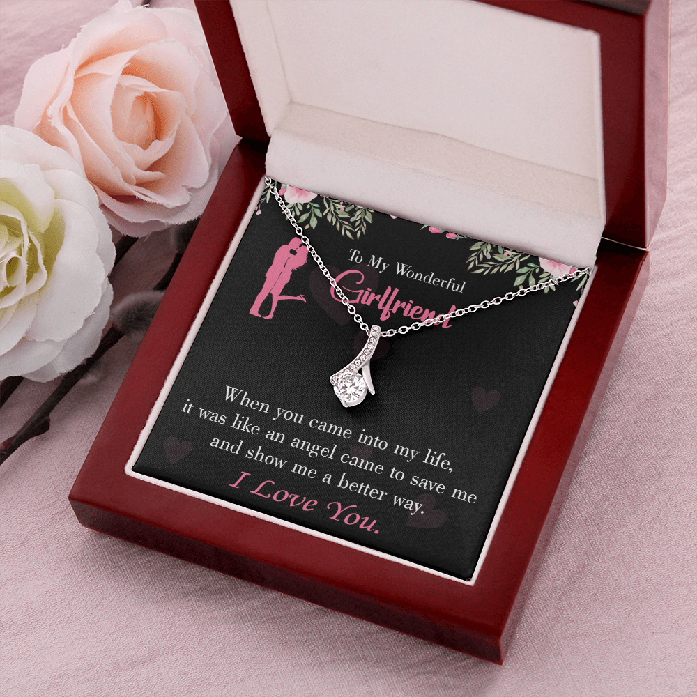 To My Girlfriend Better Way Alluring Ribbon Necklace Message Card-Express Your Love Gifts