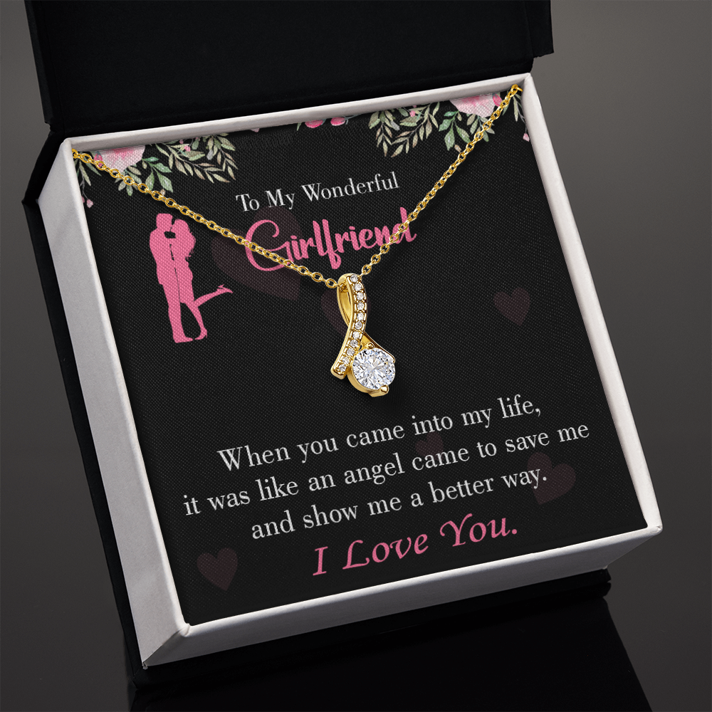 To My Girlfriend Better Way Alluring Ribbon Necklace Message Card-Express Your Love Gifts