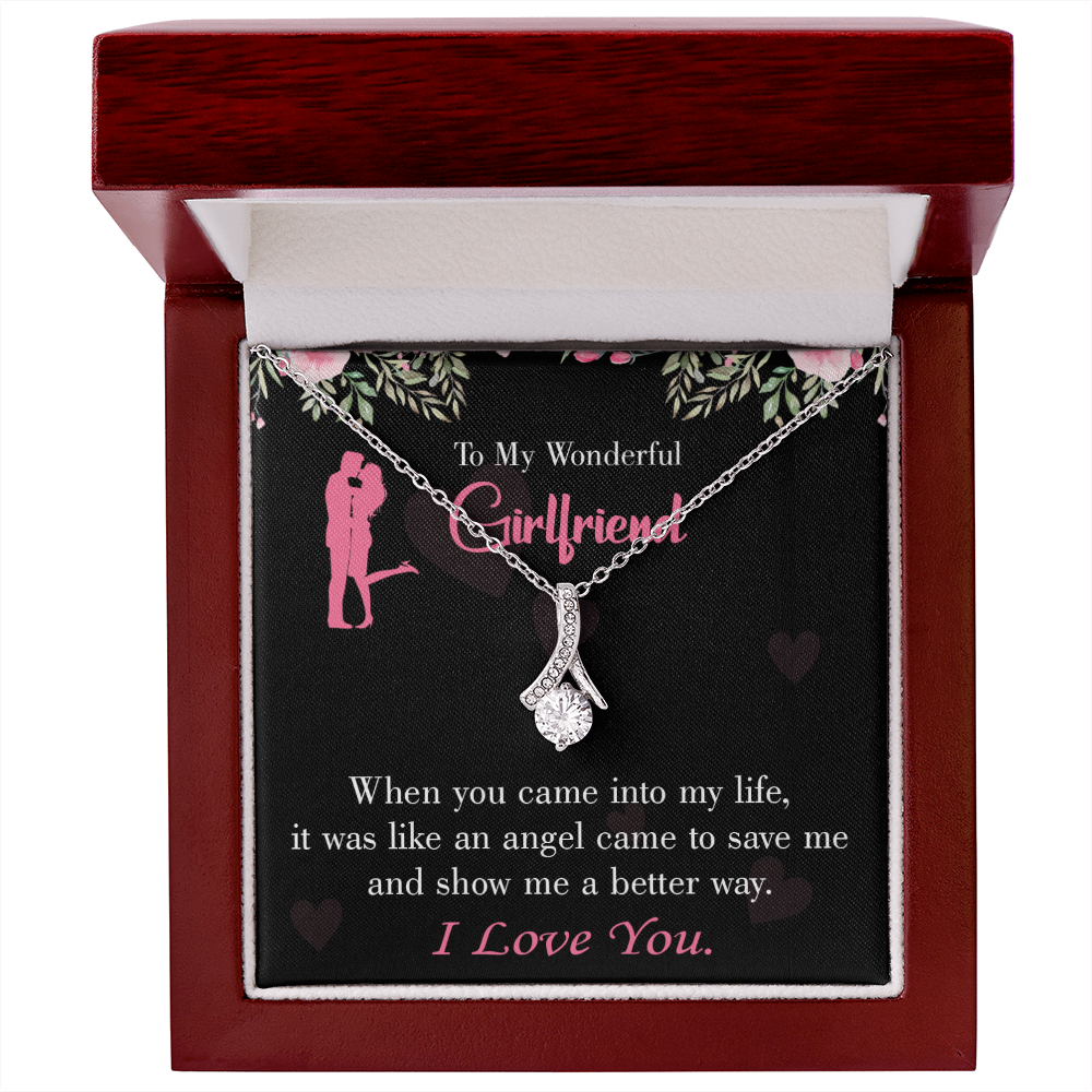 To My Girlfriend Better Way Alluring Ribbon Necklace Message Card-Express Your Love Gifts