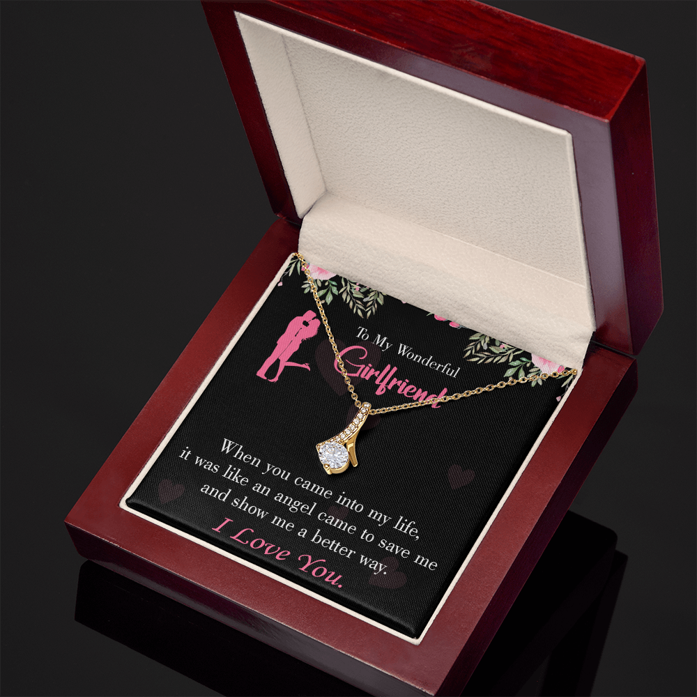 To My Girlfriend Better Way Alluring Ribbon Necklace Message Card-Express Your Love Gifts