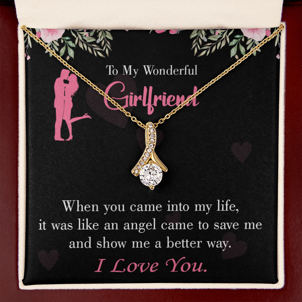 To My Girlfriend Better Way Alluring Ribbon Necklace Message Card-Express Your Love Gifts