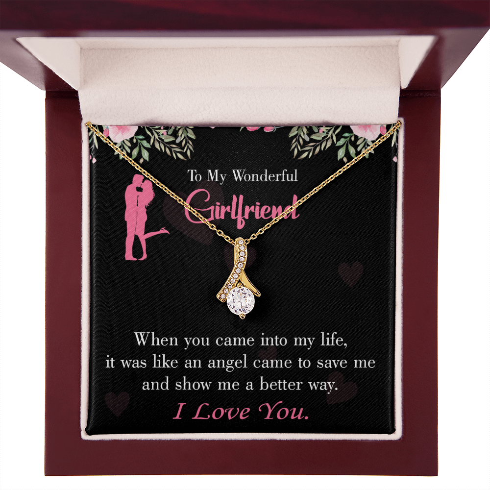 To My Girlfriend Better Way Alluring Ribbon Necklace Message Card-Express Your Love Gifts