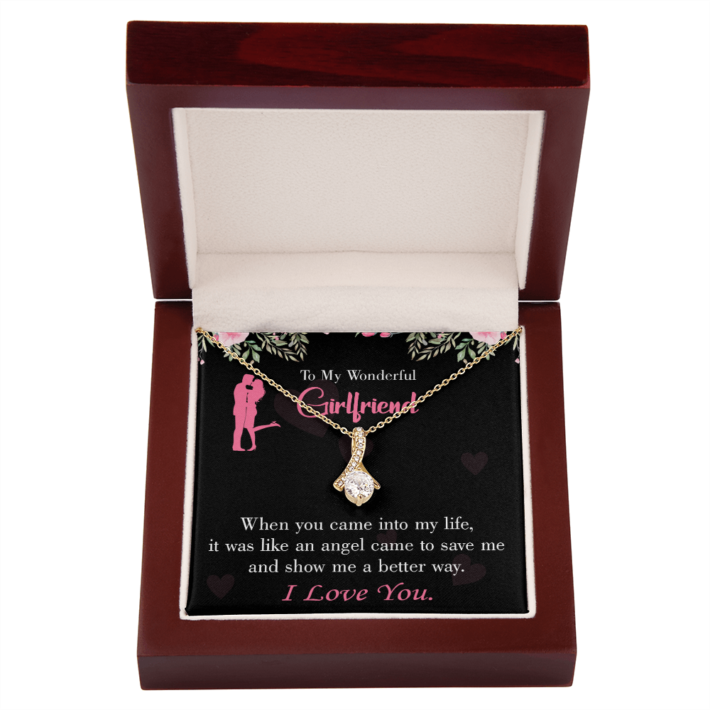 To My Girlfriend Better Way Alluring Ribbon Necklace Message Card-Express Your Love Gifts