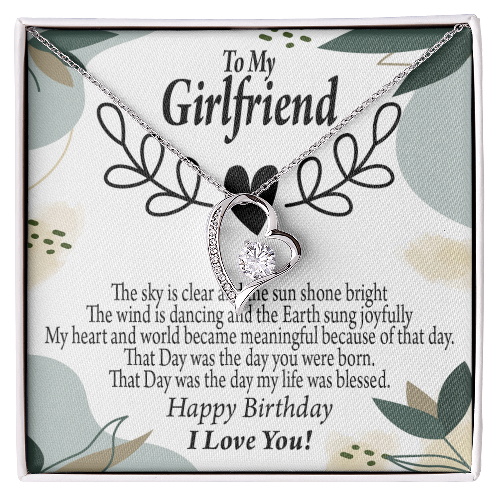 To My Girlfriend Birthday My World Forever Necklace w Message Card-Express Your Love Gifts