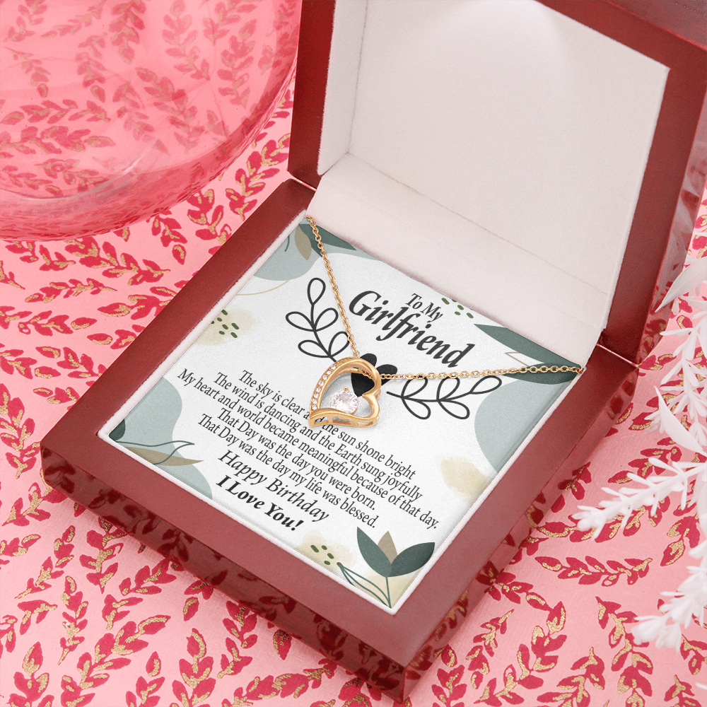 To My Girlfriend Birthday My World Forever Necklace w Message Card-Express Your Love Gifts