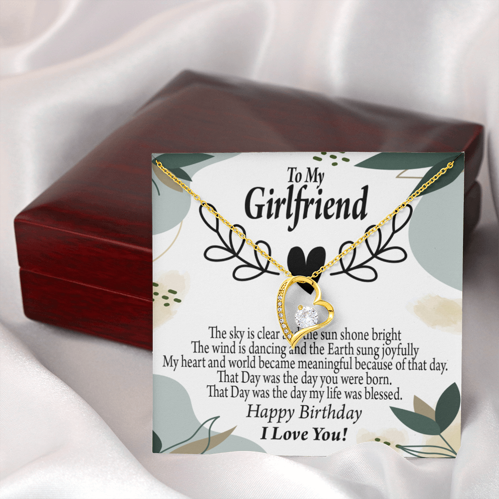 To My Girlfriend Birthday My World Forever Necklace w Message Card-Express Your Love Gifts
