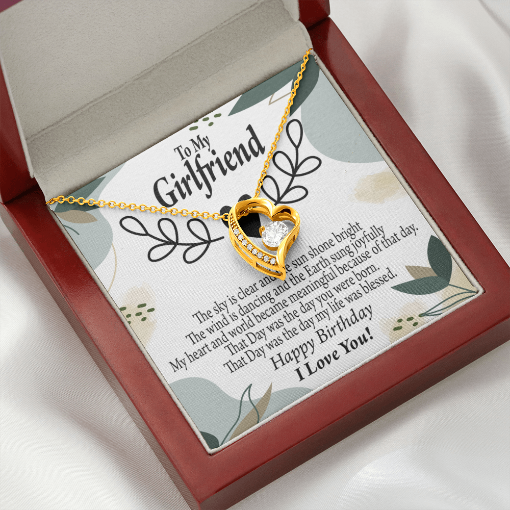 To My Girlfriend Birthday My World Forever Necklace w Message Card-Express Your Love Gifts