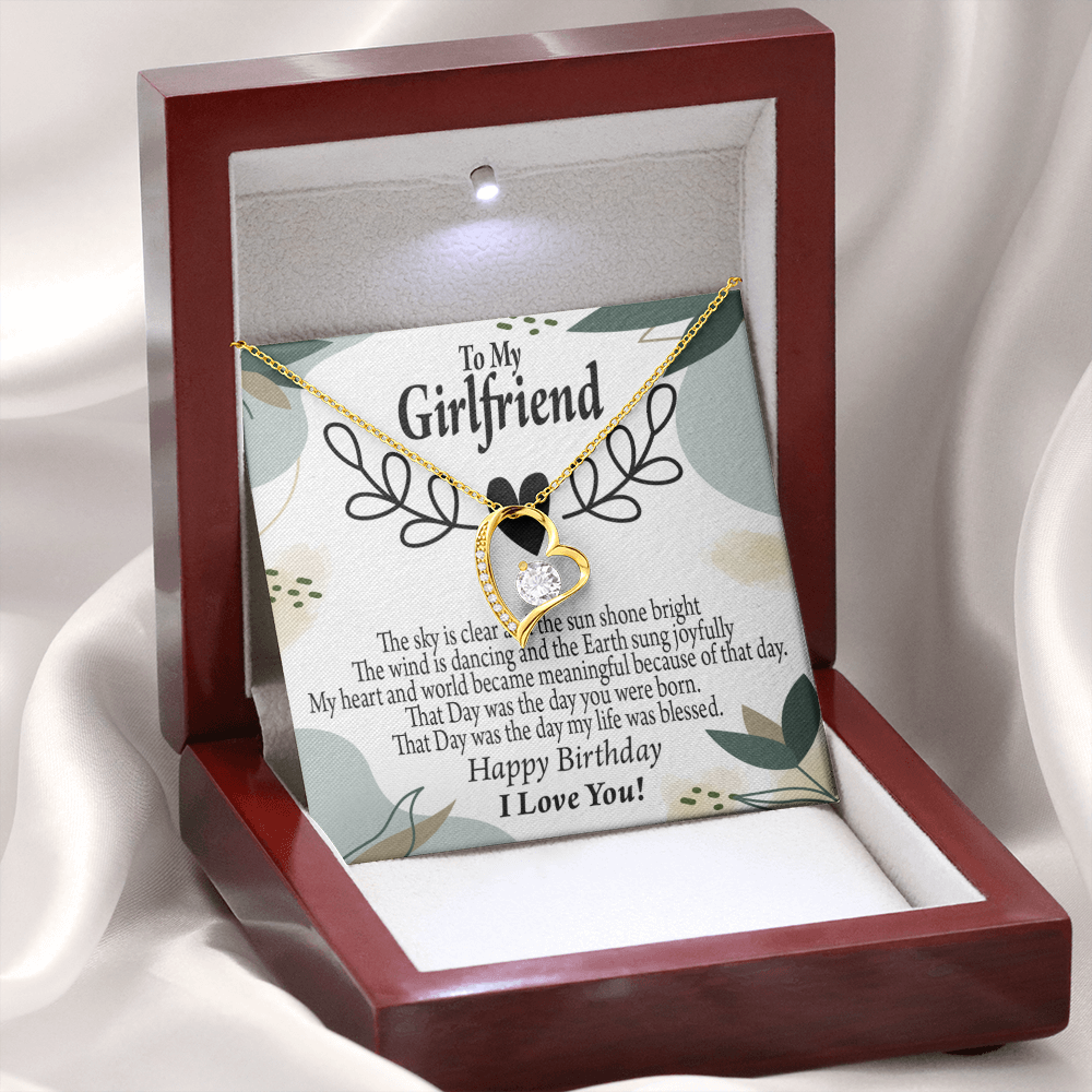 To My Girlfriend Birthday My World Forever Necklace w Message Card-Express Your Love Gifts