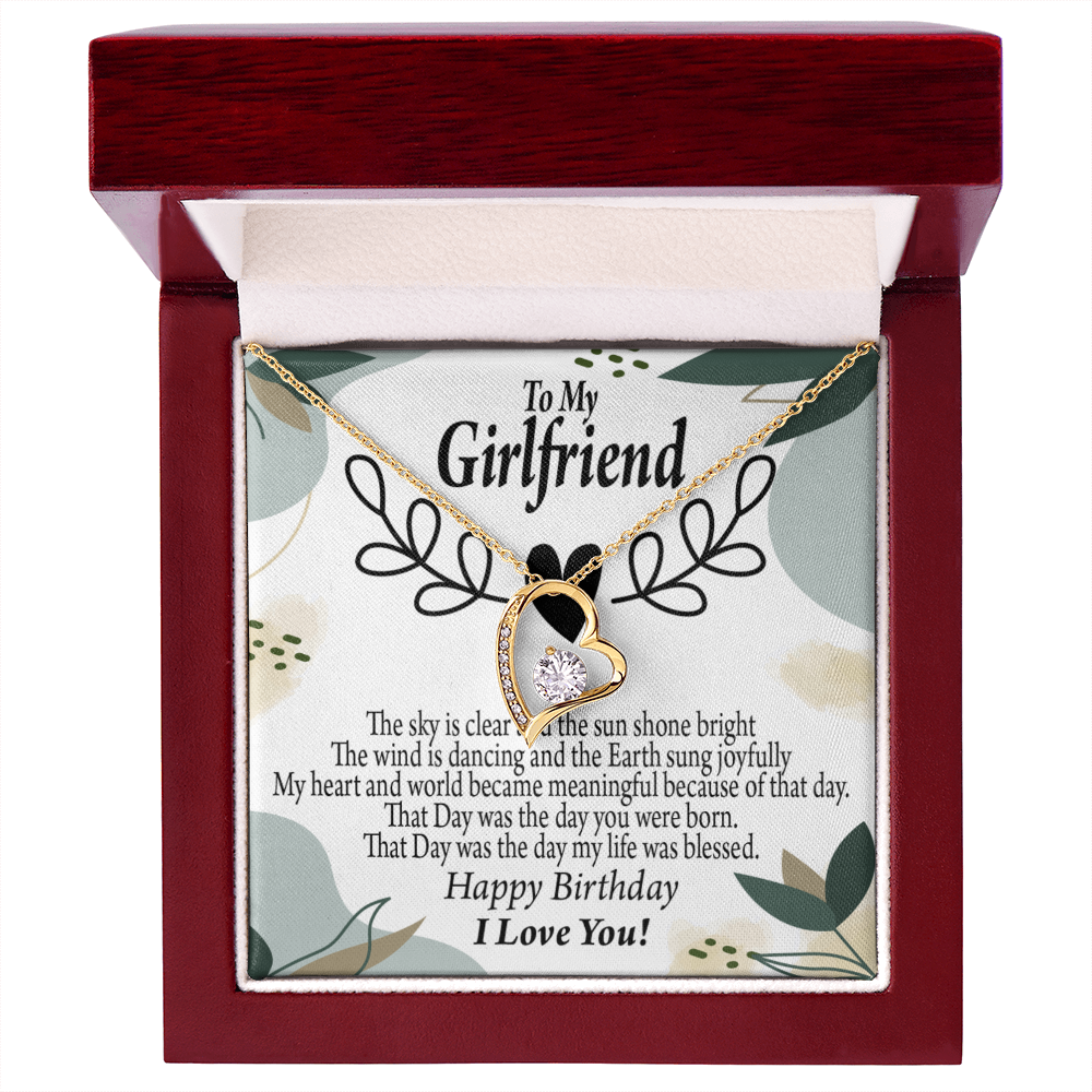 To My Girlfriend Birthday My World Forever Necklace w Message Card-Express Your Love Gifts